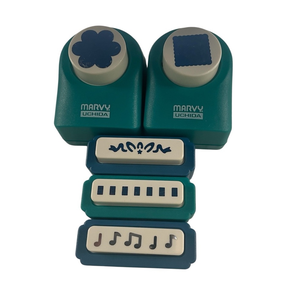 Marvy Uchida Paper Punch Craft Retro Flower Top Scallop Square Music Note Border